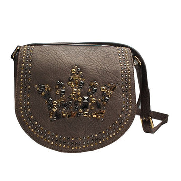 OTHER BRAND LUX ブロンズ レザー スタッズ クロスバッグ 22x20x7 134533513