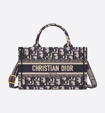 DIOR ブックトートミニバッグ ブルー オブリーク刺繍 (21.5 x 13 x 7.5cm) 134842384
