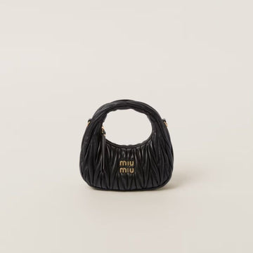 MIU MIU マテラッセ ナッパレザー ホーボー ミニ バッグ ブラック 134843216 [P]