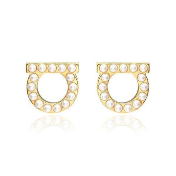 SALVATORE FERRAGAMO Gancini Kristall Perlen Ohrringe 760125 696581 145240119