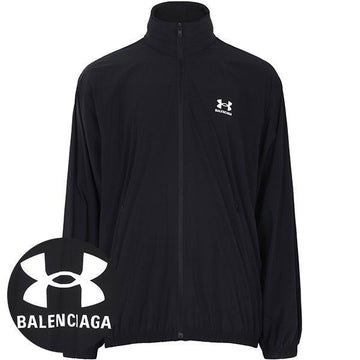 BALENCIAGA ブラックウィンドブレーカー フーデッドジャケット 127383829 [P]
