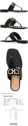 SALVATORE FERRAGAMO リキス ダブルガンチーニ サンダル ブラック 0753927 48938237 [P]