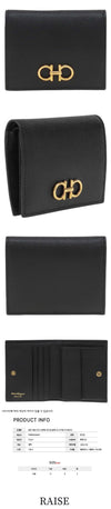 SALVATORE FERRAGAMO Goldfarbene Double Gancini Kompakt Geldbörse 22-D780 0726512 43752339 [P]
