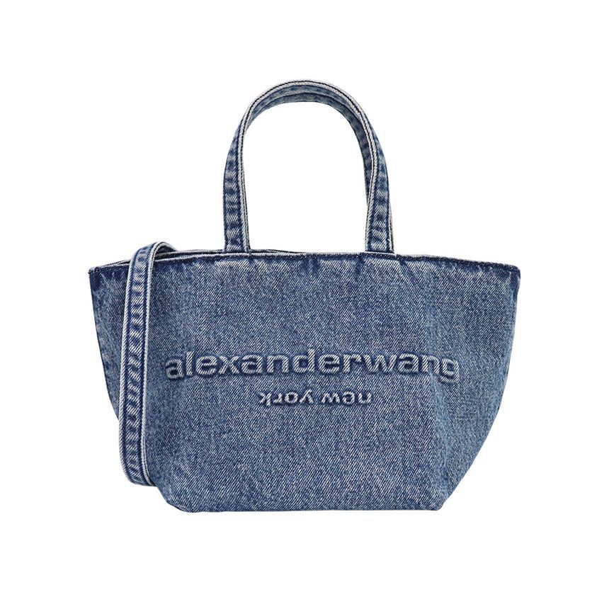 Alexander Wang Logo Embossed Small Punch Denim Tote Bag 20125T45T