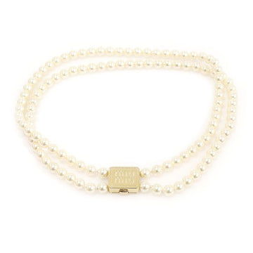 MIU MIU 5IC067 ゴールドメタルパールダブルチョーカーネックレス S 135127547