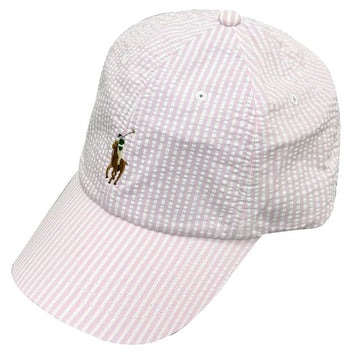 Polo Ralph Lauren Pony Embroidered Logo Stripe Baseball Cap Pink White (710957166 004) 135136152