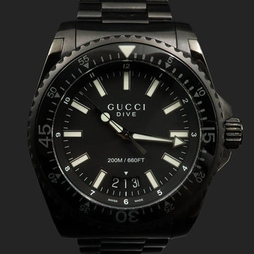 GUCCI 45MM Stahl Quartz DIVE Tauch Metallarmband Herren Uhr / YA136205 135197948