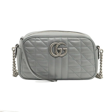 GUCCI Graue Matelassé Chevron GG Marmont Kleine Ketten Schultertasche 447632 135202575