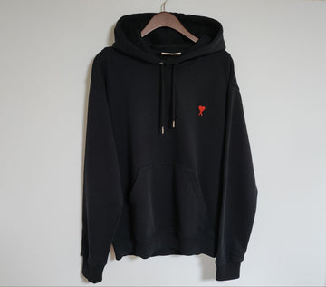 AMI L Black Small Heart Embroidery Men's Hoodie BFHJ008 730 135285992