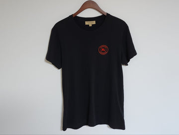 Burberry S Black Round Embroidered Logo Men's Short Sleeve T-Shirt 8007814 135286026