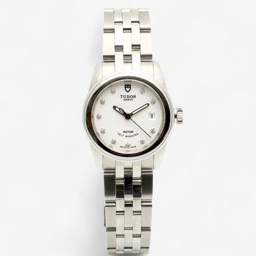 Tudor Glamour Date 26 Women's Steel Watch Diamond 10 Point Opaline White 51000 2024 135378087
