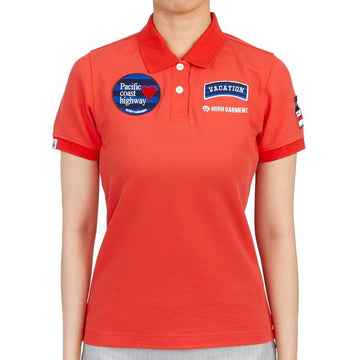 HORN GARMENT Women's Golf Short Sleeve T-Shirt HCW 2A AP04 ORANGE 35339986
