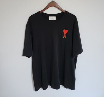 AMI L Schwarz Big Heart Stickerei Herren T-Shirt SPEUTS022 135393499