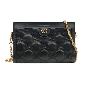 GUCCI Schwarze Matelassé-Leder GG Marmont Clutch Crossbody / 702200 135394392