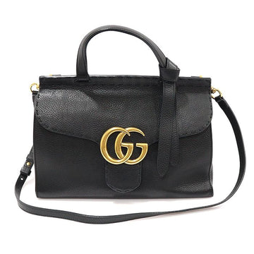Gucci Black Leather GG Marmont Small Top Handle 2WAY 421890 135426154