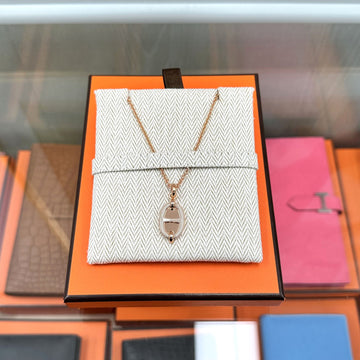 HERMES Shangdal Mini Maillon Necklace Rosegold Marron Glacé 135444189