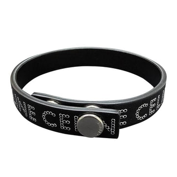 CELINE Monochrome Studded Logo Lederarmband Schwarz Silber 135586263