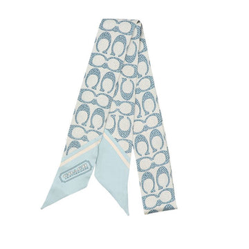 COACH Vintage Signature Print Skinny Seidenschal C2783 HELLBLAU 135622107