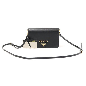 Prada 1BP019 Black Saffiano Lux Gold Lettering Mini Crossbody Bag 135638071