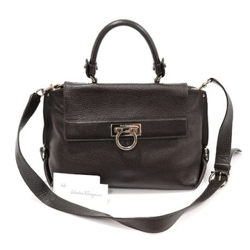 Salvatore Ferragamo Brown Calfskin Gancini Sofia Small 2WAY 21 A896 135767879