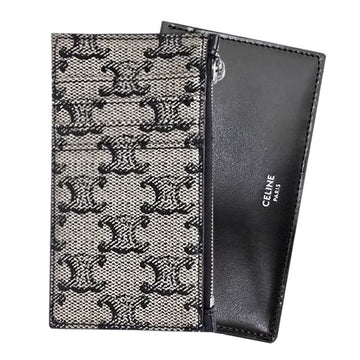 CELINE トリオンフ キャンバス カーフスキン ジッパー カードケース ベージュ 10B682GC3 02SI 135796776