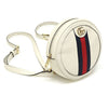 GUCCI ホワイトレザーWEB GGオフィディアミニラウンドゴールドチェーンバックパック 88644GU 135826635 [P]