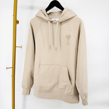 AMI Heart Logo Hoodie T-Shirt Beige 135855919