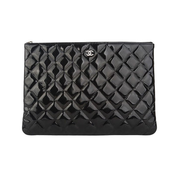CHANEL Pâtent Silber CC New Medium Clutch Bag 34967-1 135866623