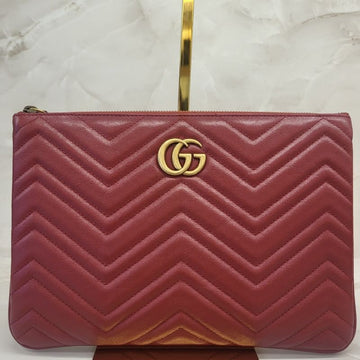 Gucci Red Matelassé GG Marmont Clutch 525541 135870064