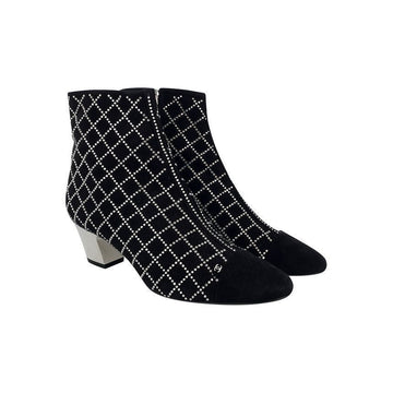 CHANEL 19C ストラス アンクルブーツ 37.5 ブラック 5ET0659 132955046