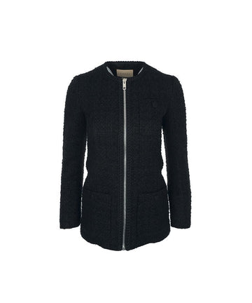 GUCCI Tweed Reißverschlussjacke 36 Schwarz 5ET0192 125835996
