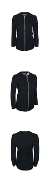 GUCCI ツイードジッパージャケット 36 ブラック 5ET0192 125835996 [P]