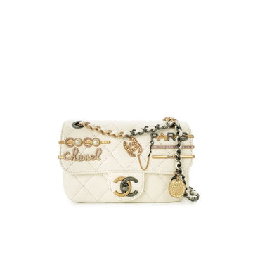 CHANEL 22C Lucky Charm Klappentasche Weiß Vintageverzierung/ Silber 5ET0030 126214239
