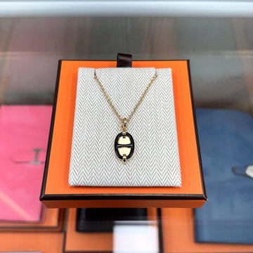 Hermes Shangdal Mini Maillon Necklace Black Gold H100053FE03 136011747