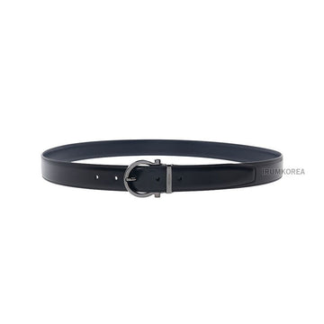 Salvatore Ferragamo Nero Blue Marine Pre-Cut Gancini Logo Belt 127069059