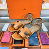 Hermes Santorini Sandals Natural 37.5 211178 136017534 [P]