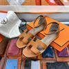Hermes Santorini Sandals Natural 37.5 211178 136017534 [P]