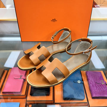 Hermes Santorini Sandals Natural 37.5 211178 136017534