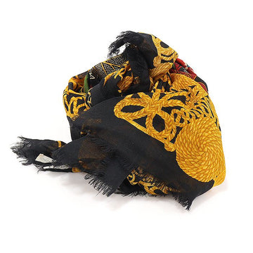 Dior Black Yellow Wool Silk Flower Pattern Square Scarf EP15452CD 136017921