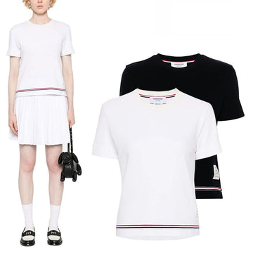 THOM BROWNE 女性 RWB Tシャツ ホワイト FJS193A J0185 100 / ネイビー FJS193A J0185 415 136017923