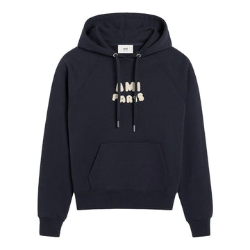 AMI Paris Patch Hooded T-Shirt Navy Blue USW275 747 4011 136043958