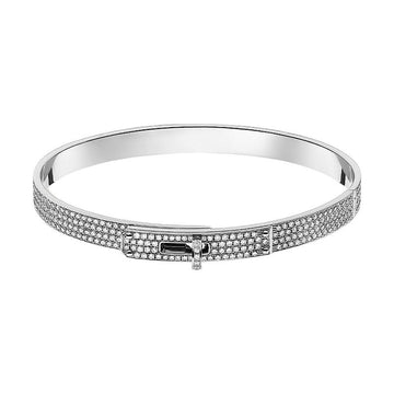HERMES Kelly Bracelet Small Model Full Diamond 18K White Gold Women Bracelet H109031B 00LG 136048509