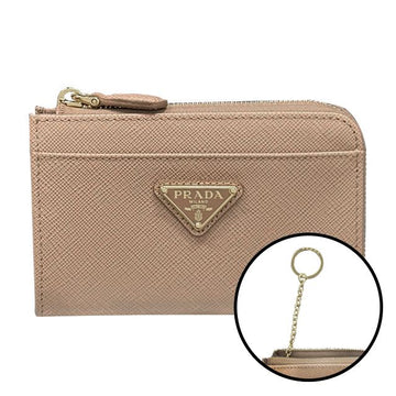 Prada Triangle Logo Saffiano Keychain Card Holder Wallet Powder Pink (1PP122 QHH F0236) 135586360