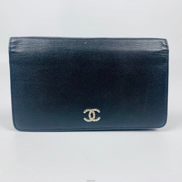 CHANEL 13 Series Silver Coco Black Long Wallet 136072493