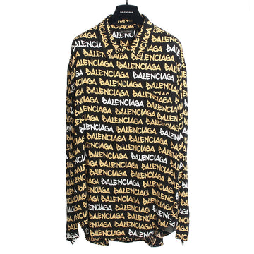 BALENCIAGA オールオーバーロゴビスコスシャツオーバーフィットブラック 681812 TRLJ3 1094 136119249