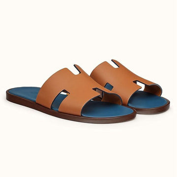 HERMES IZMIR サンダル ゴールド ネイビー 136182034
