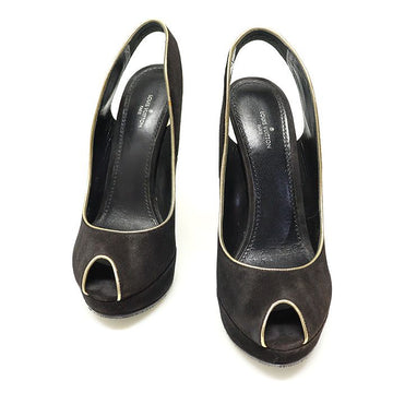 LOUIS VUITTON 1A1XOC Premiere Schwarze Wildleder Offene Pumps Damen Schuhe 38 10342LV 136205778