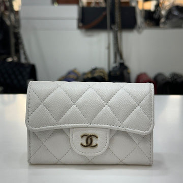 CHANEL Classic Snap Card Holder AP0214 White 136215575