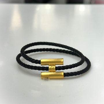 HERMES 男性用トゥニステレスブレスレット ブラック ゴールド T5 136216533