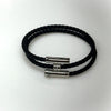 HERMES 男性用トゥニス・トレッセブレスレットブラックシルバー T4 136216545 [P]
